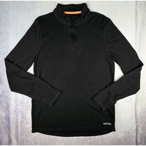 Omni-Wool Shirt Mens‎ XL Black Wool Blend Quarter Zip Long Sleeve Thumb Holes